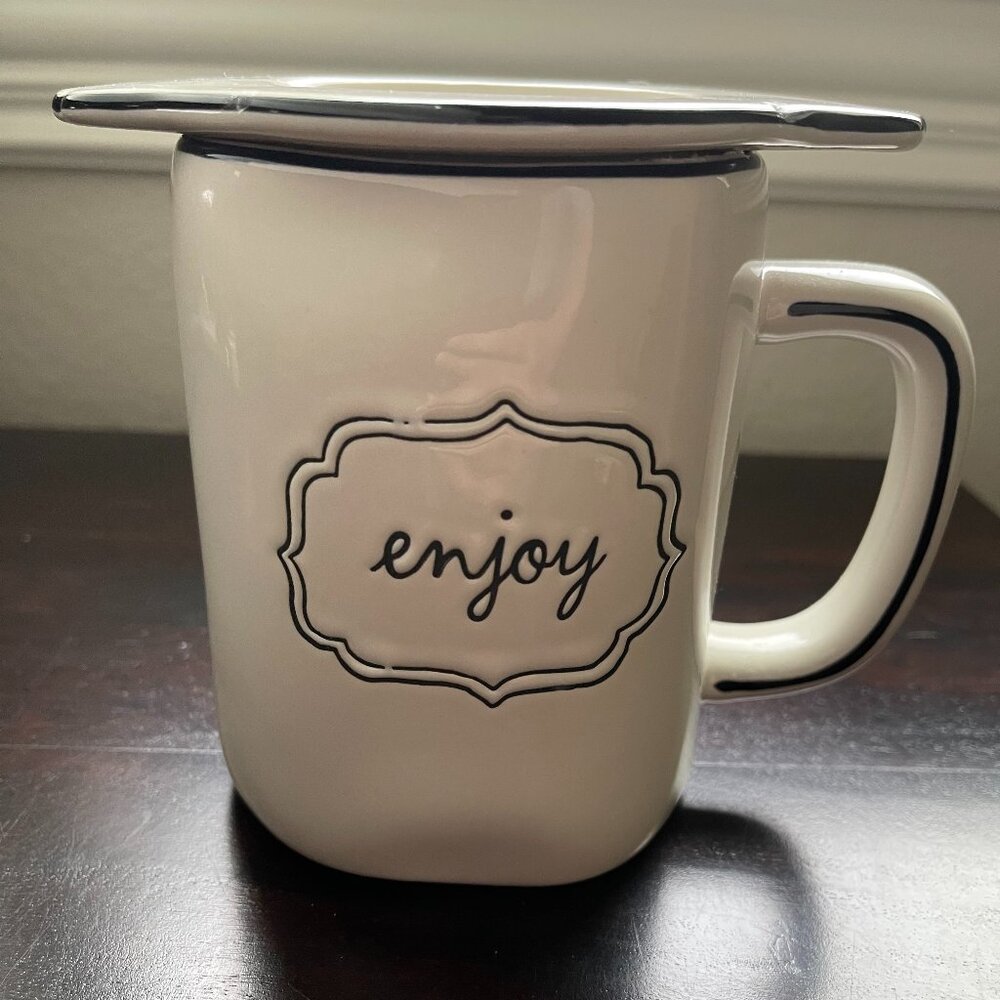 Rae Dunn ENJOY Mug and Strainer Set